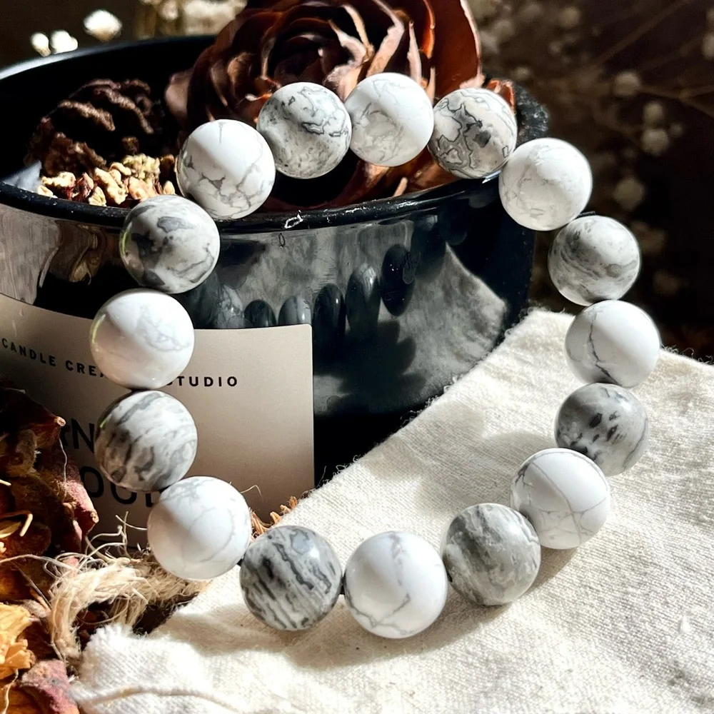 12mm Howlite‎ Picasso Jasper Bracelet